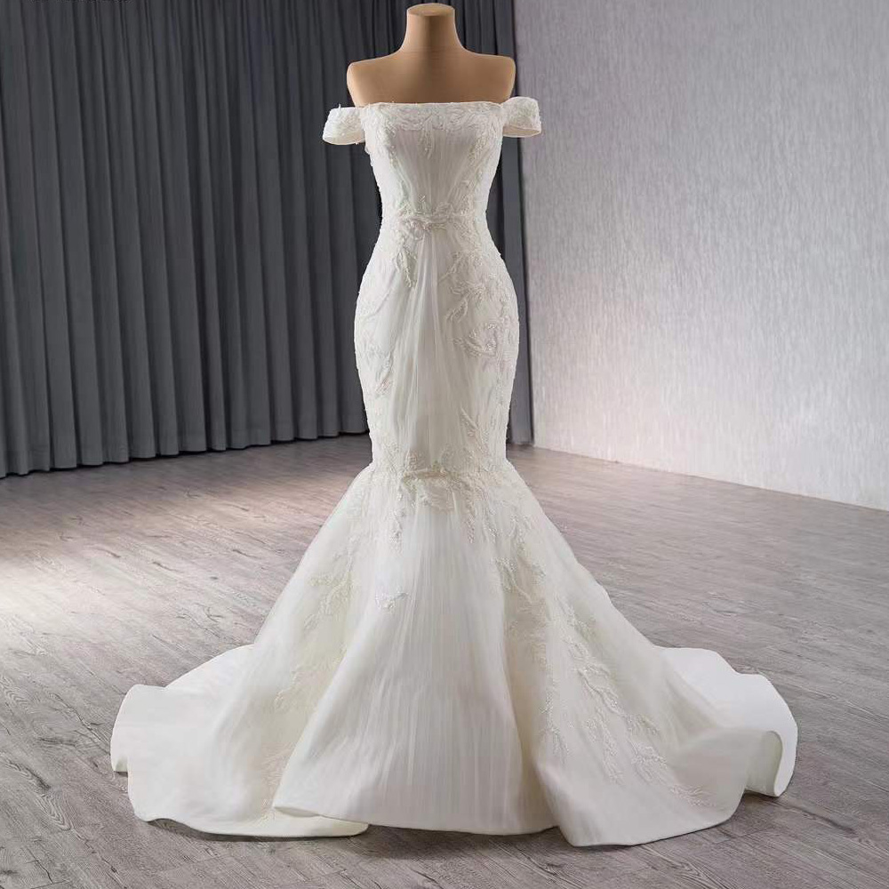 Embroidery Organza - Vestido de boda sin tirantes con