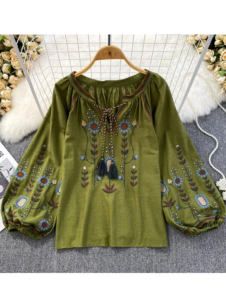 Embroidery On Shirt - Blusa de primavera para mujer estilo