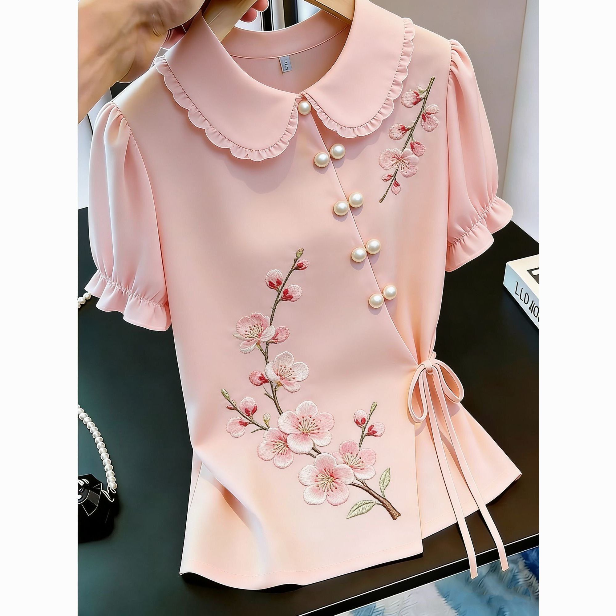 Embroidery On Shirt - Camisa de estilo chino bordada con
