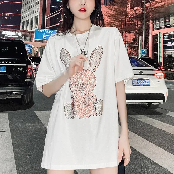 Embroidery Fashion - Camiseta informal de verano para mujer: