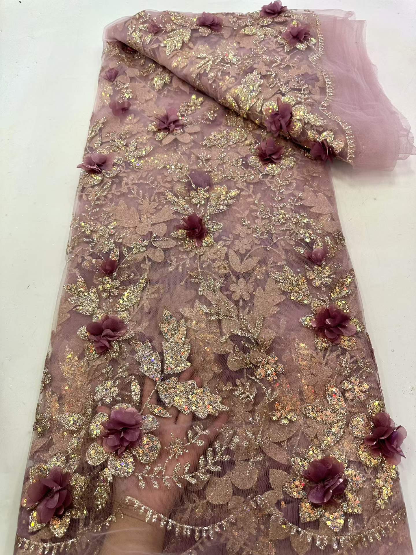 Embroidery Abaya - Tela de encaje africana bordada con