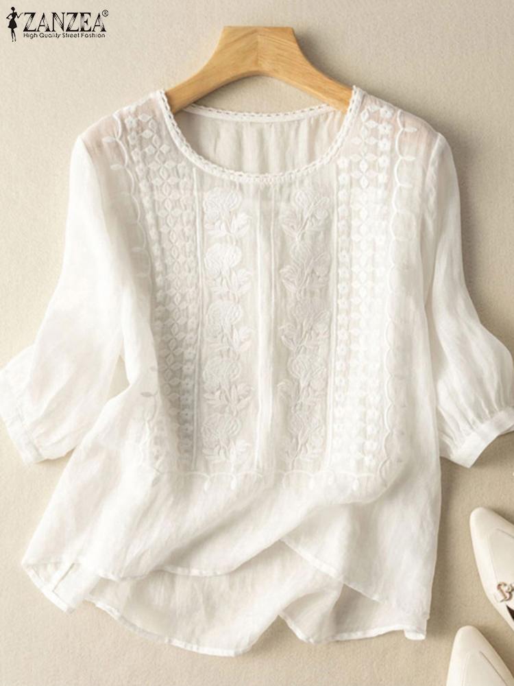 Embroidery On Shirt - ZANZEA Blusas bordadas elegantes para Mujer