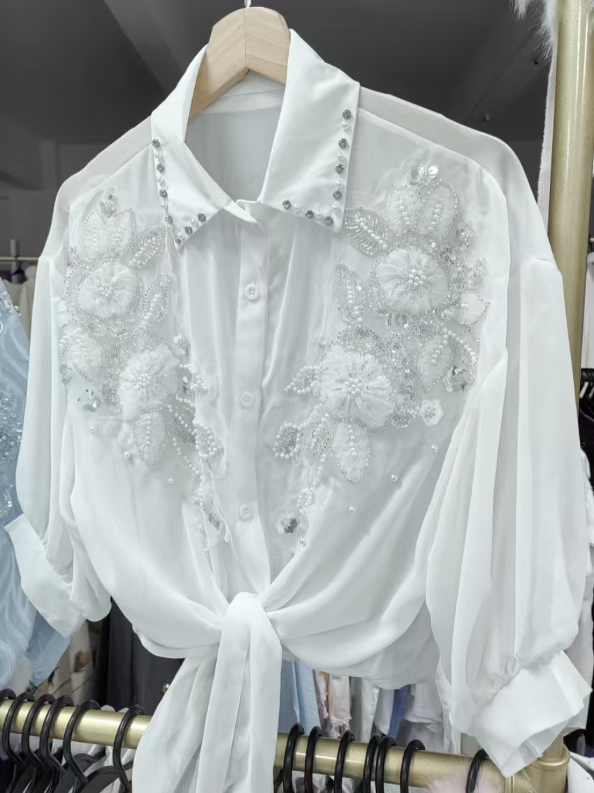 Embroidery Cardigan - Blusas de verano con protección solar