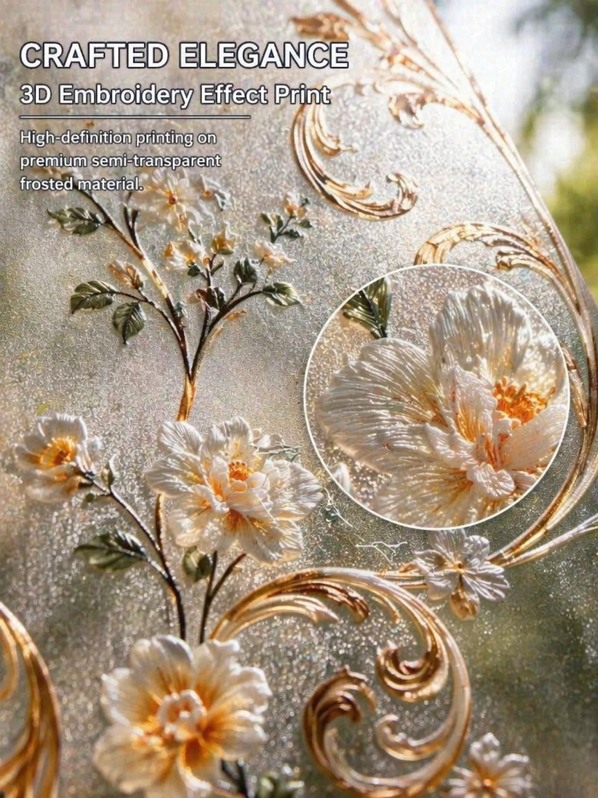 Embroidery Pattern - Película Decorativa para Ventanas con Patrón