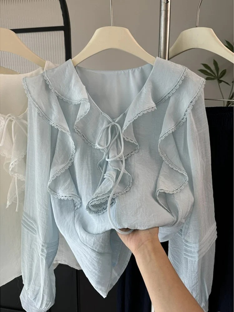 Embroidery Fashion - Blusa Elegante Francesa con Cuello en