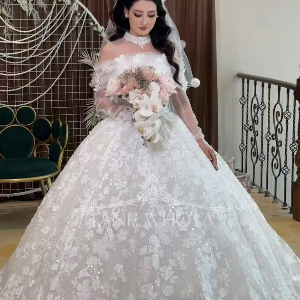 Embroidery Organza - Vestido de novia de lentejuelas de