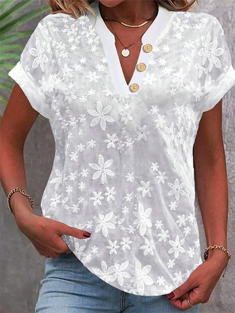 Blusa blanca con bordado Flora - Embroidery On Shirt reseña y precio