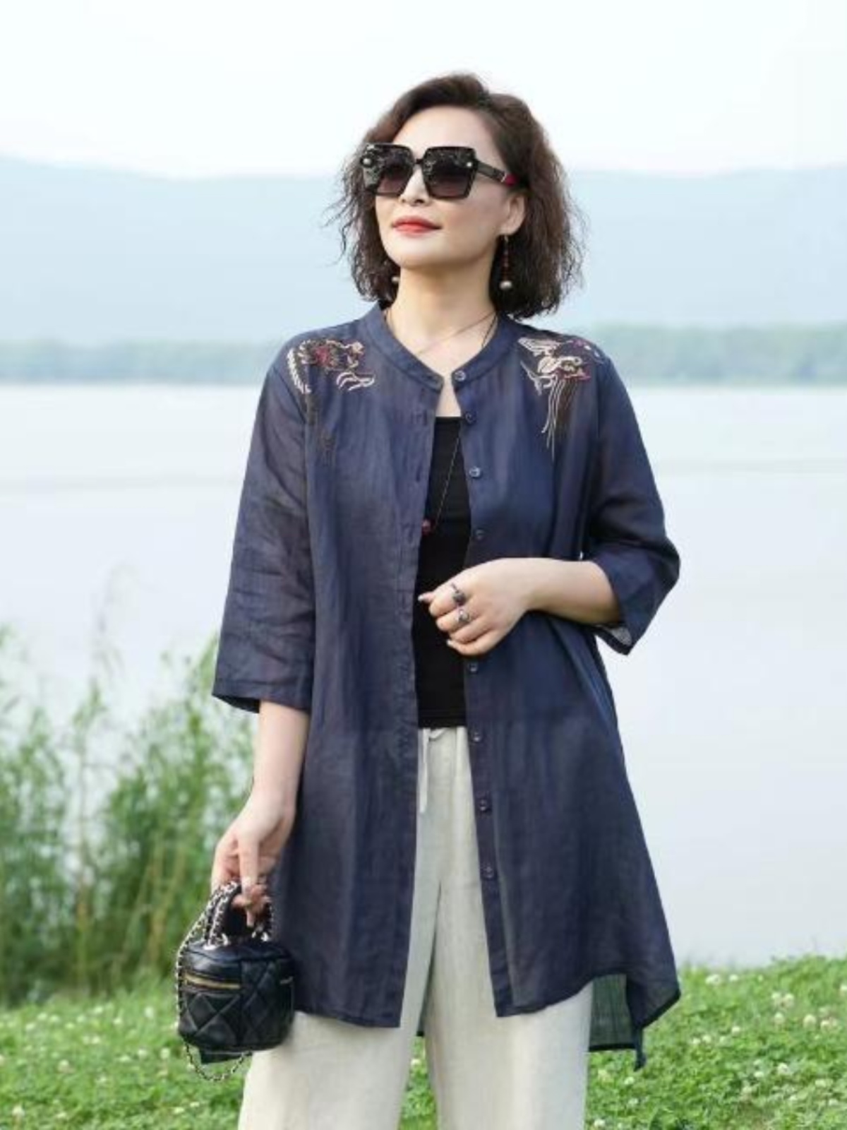Camisa retro bordada de mezcla - Embroidery Cardigan reseña y precio