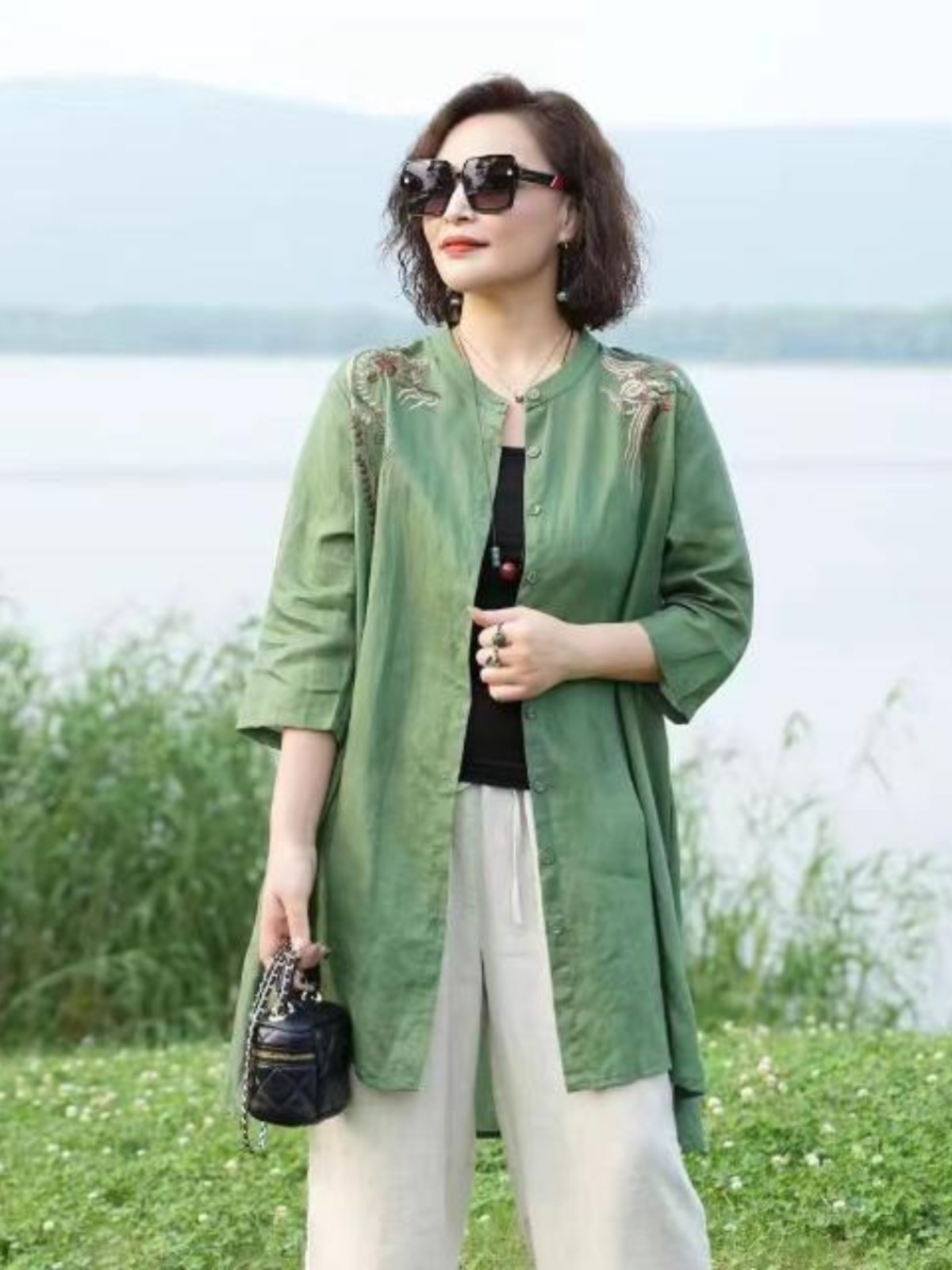 Camisa retro bordada de mezcla - Embroidery Cardigan reseña y precio