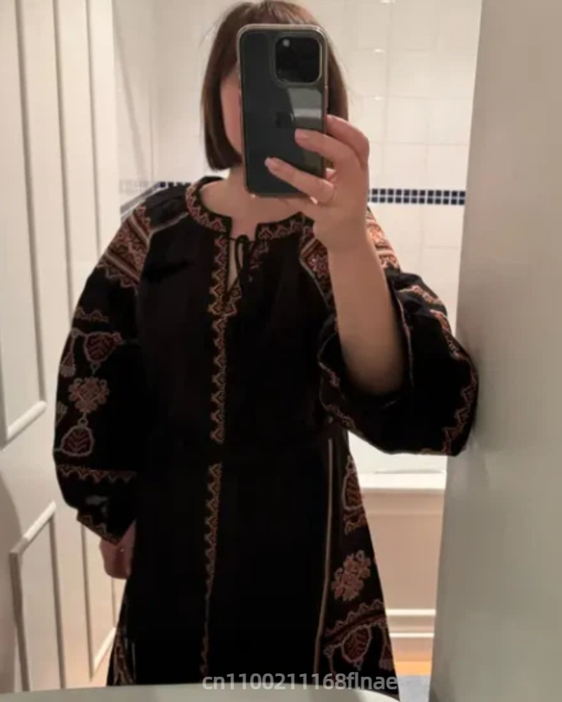 Vestido de estilo étnico retro - Embroidery Abaya reseña y precio