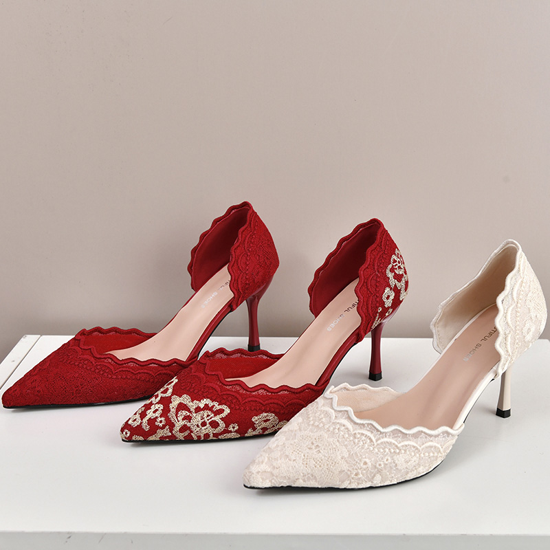 Zapatos de novia de tacón alto - Embroidery Lace reseña y precio