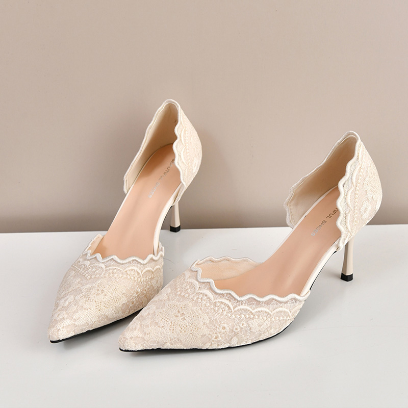 Zapatos de novia de tacón alto - Embroidery Lace reseña y precio