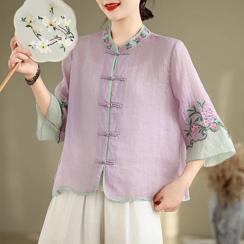 Camisa de Verano de Algodón y  - Embroidery Cardigan reseña y precio