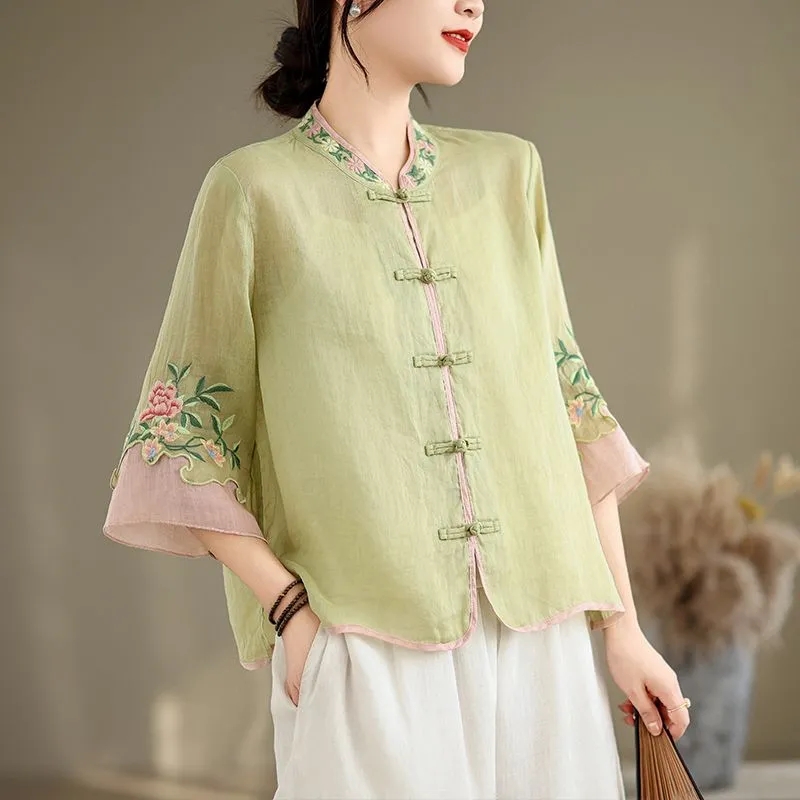 Camisa de Verano de Algodón y  - Embroidery Cardigan reseña y precio
