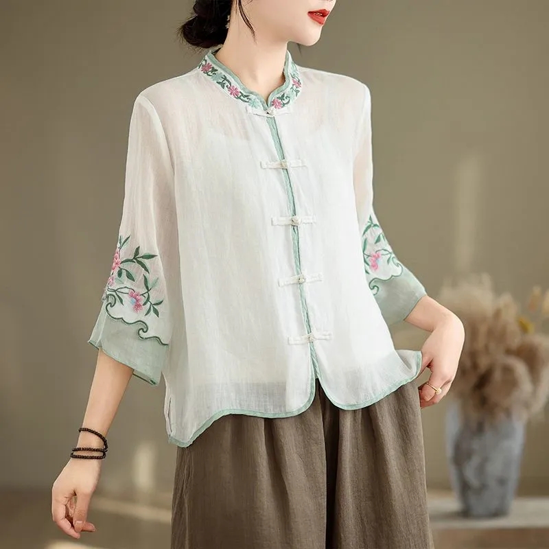 Camisa de Verano de Algodón y  - Embroidery Cardigan reseña y precio