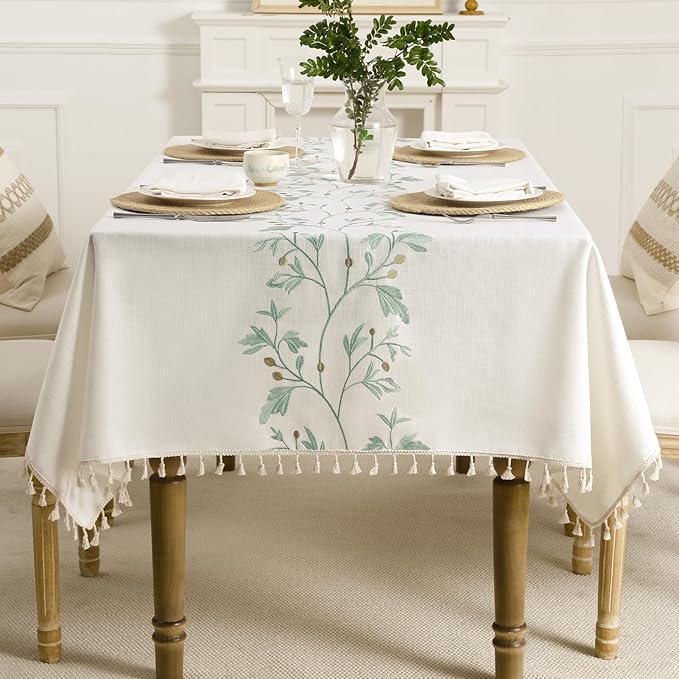 Mantel Rectangular de Algodón  - Embroidery Xmas reseña y precio