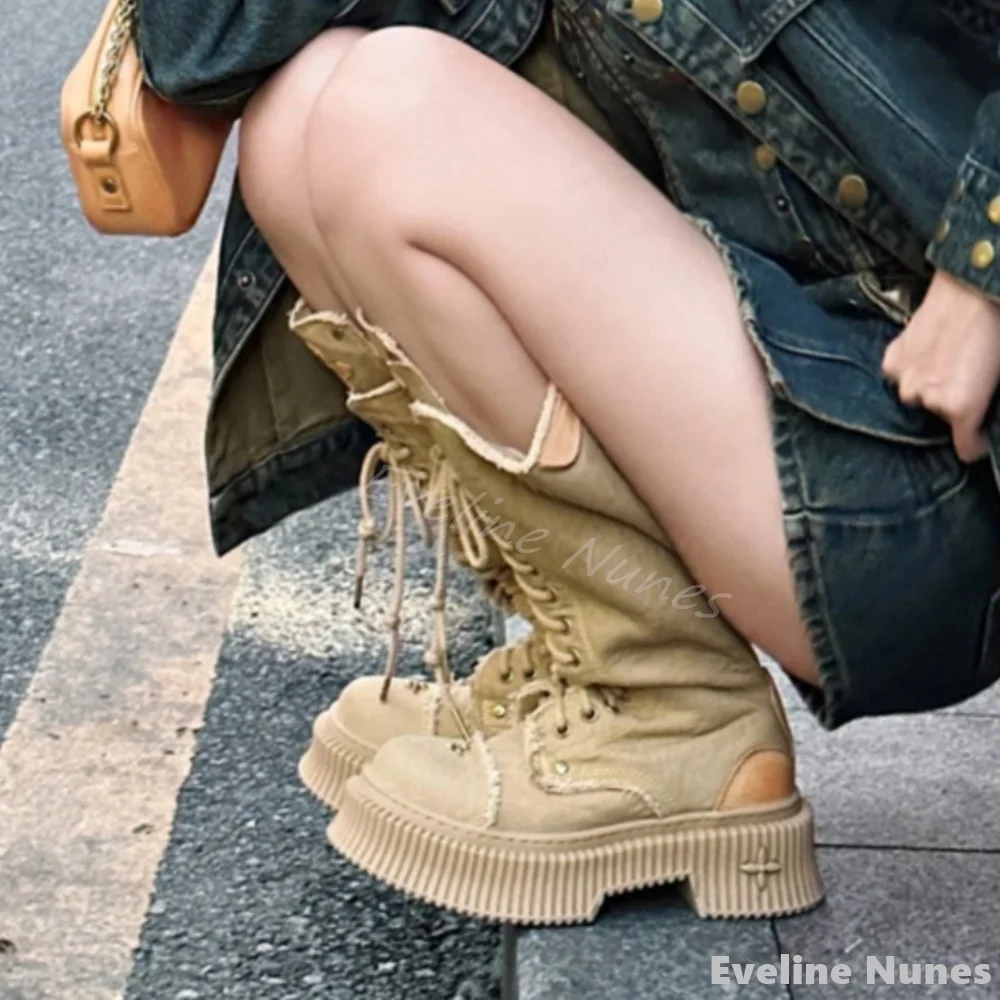 Botas hasta la rodilla con cor - Embroidery Lace reseña y precio