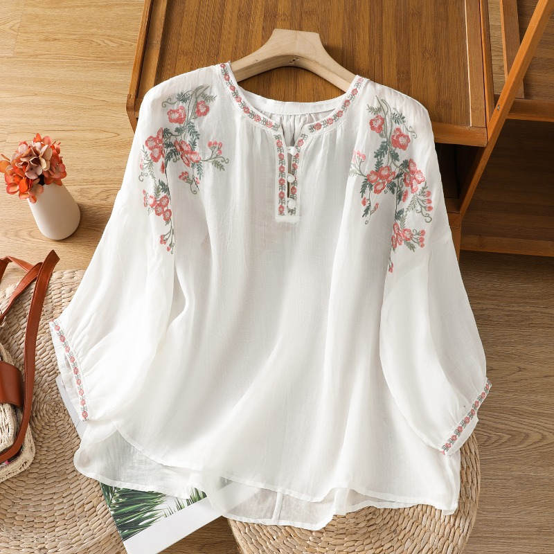 Ropa de mujer de estilo chino, - Embroidery On Shirt reseña y precio