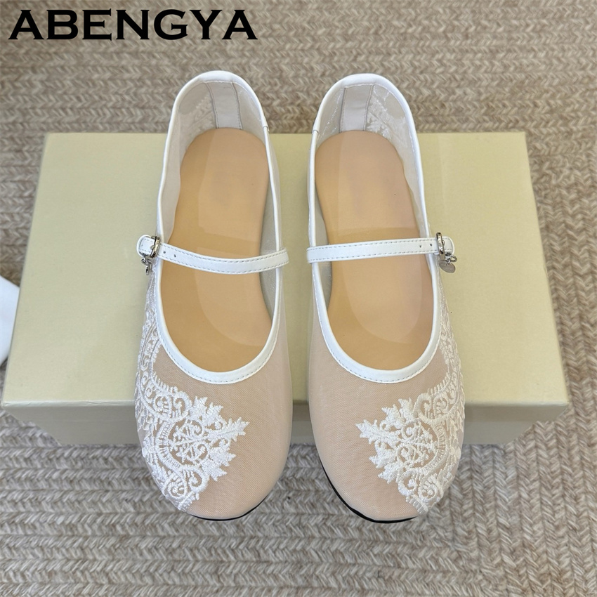 Zapatos Planos con Bordado de  - Embroidery Lace reseña y precio