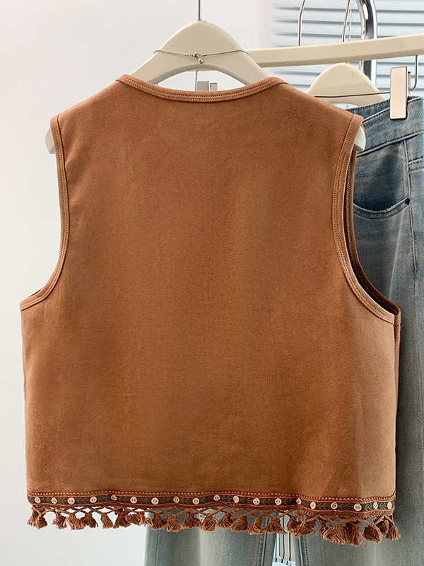Chaleco sin mangas retro con b - Embroidery Cardigan reseña y precio