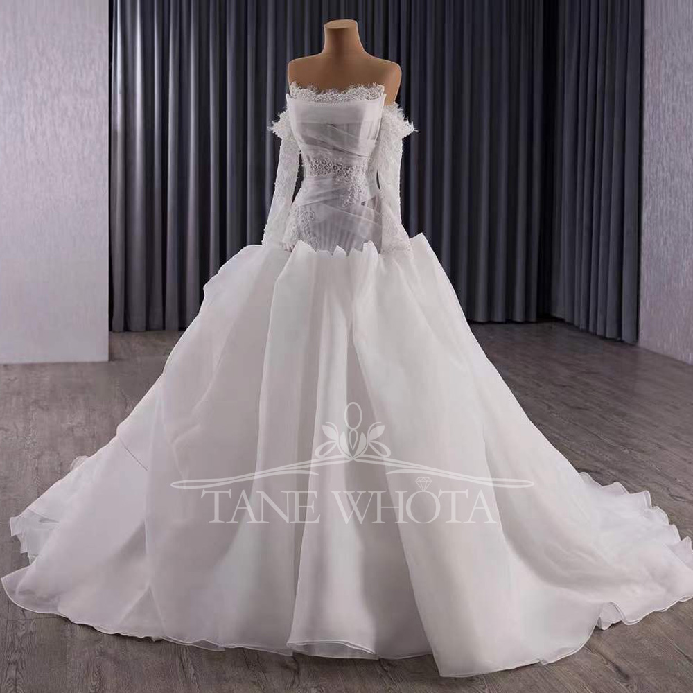 Vestidos Novias Boda sin tiran - Embroidery Organza reseña y precio